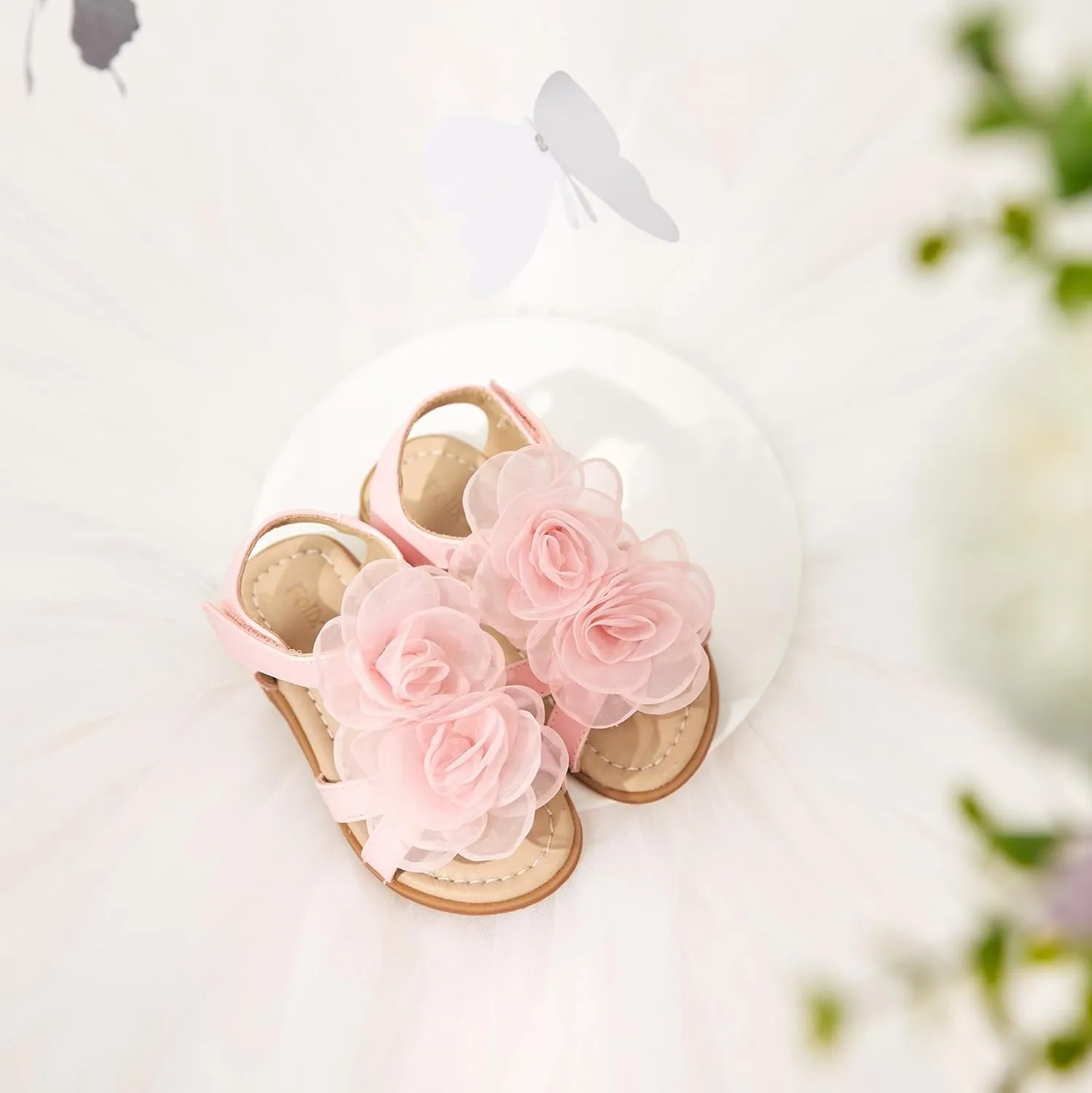 Felix & Flora Toddler Girls Sandals Soft Rubber Flats Summer Baby Flower Girl Shoes.