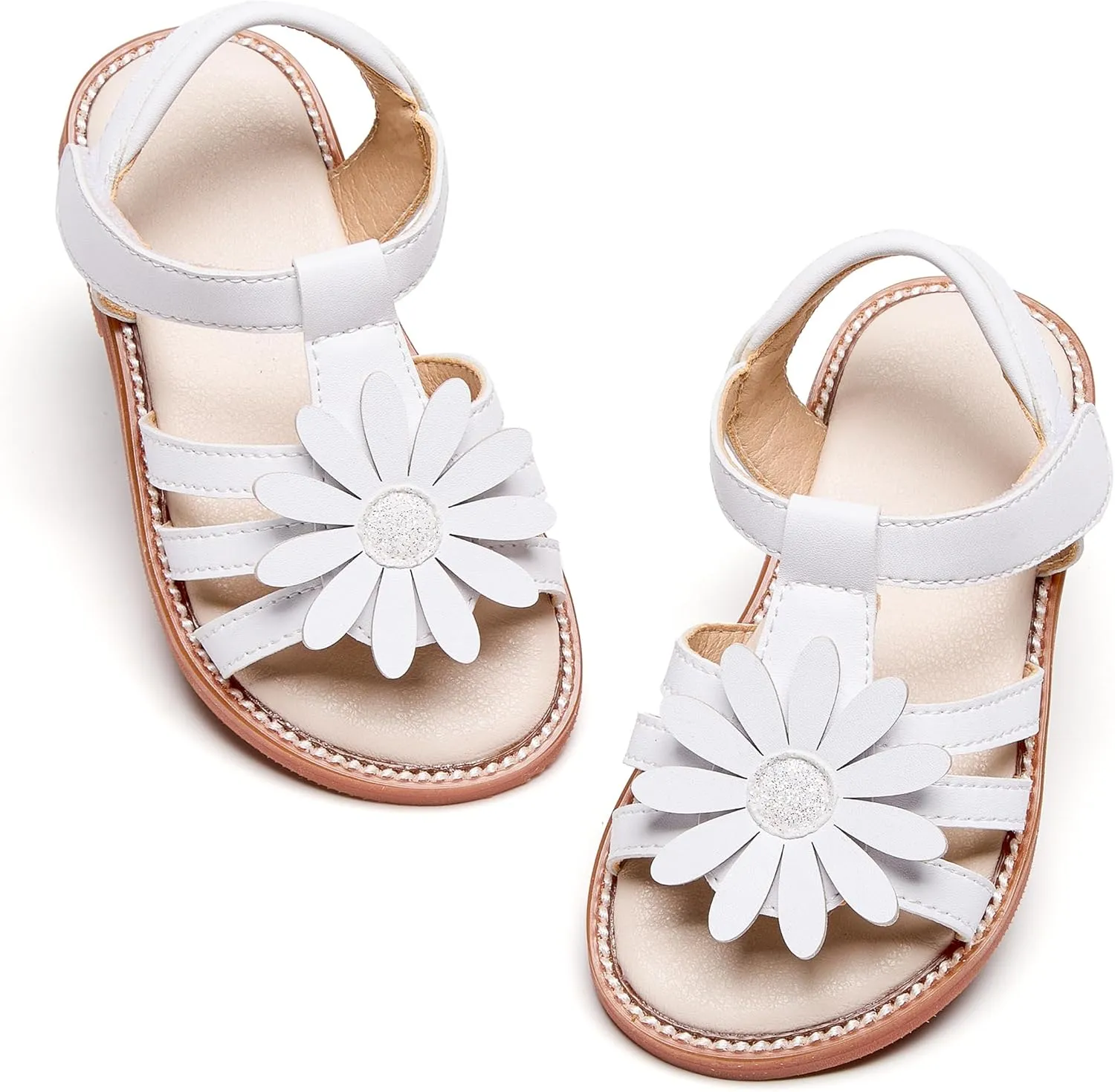 Felix & Flora Toddler Girls Sandals Soft Rubber Flats Summer Baby Flower Girl Shoes.