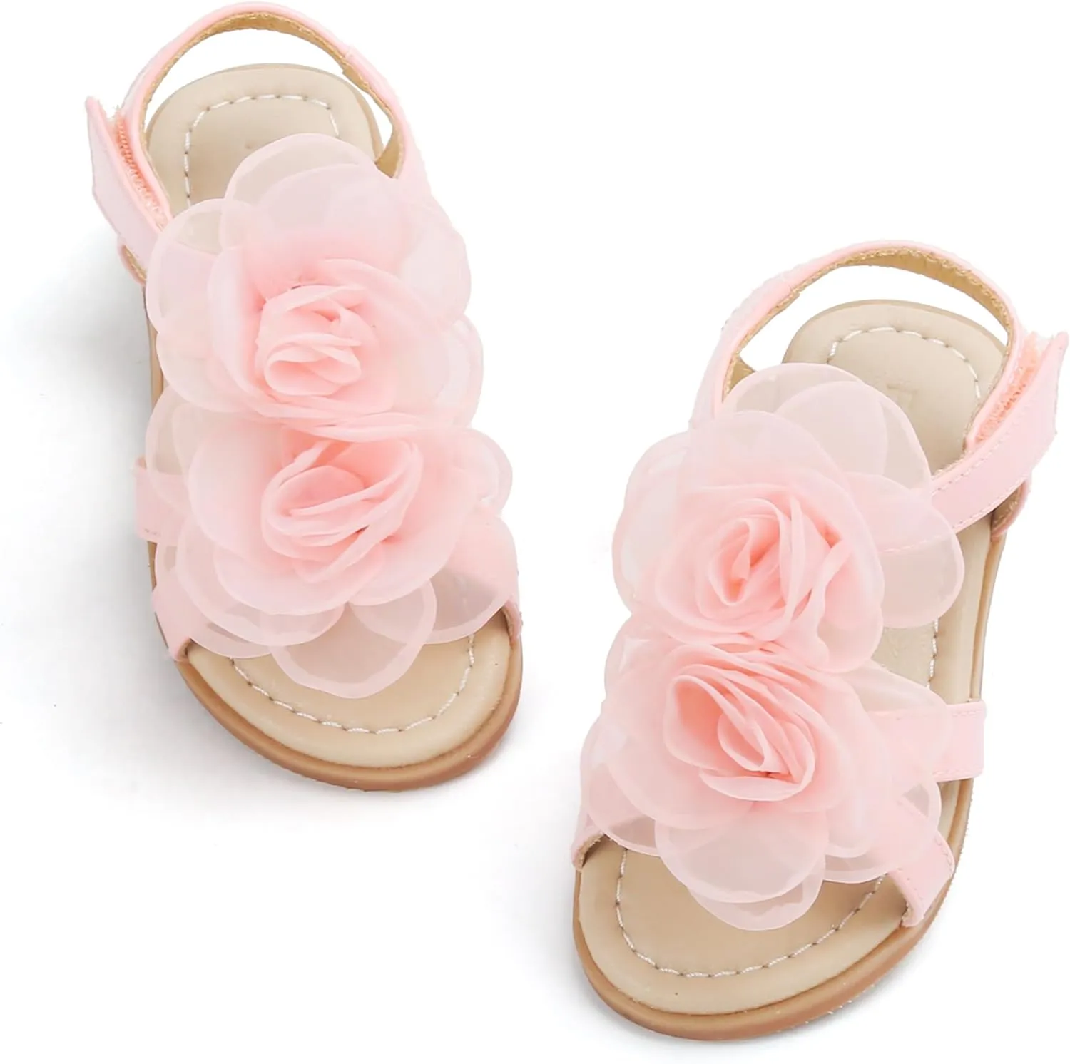 Felix & Flora Toddler Girls Sandals Soft Rubber Flats Summer Baby Flower Girl Shoes.
