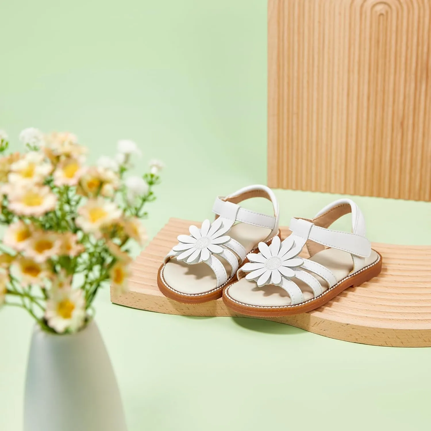 Felix & Flora Toddler Girls Sandals Soft Rubber Flats Summer Baby Flower Girl Shoes.