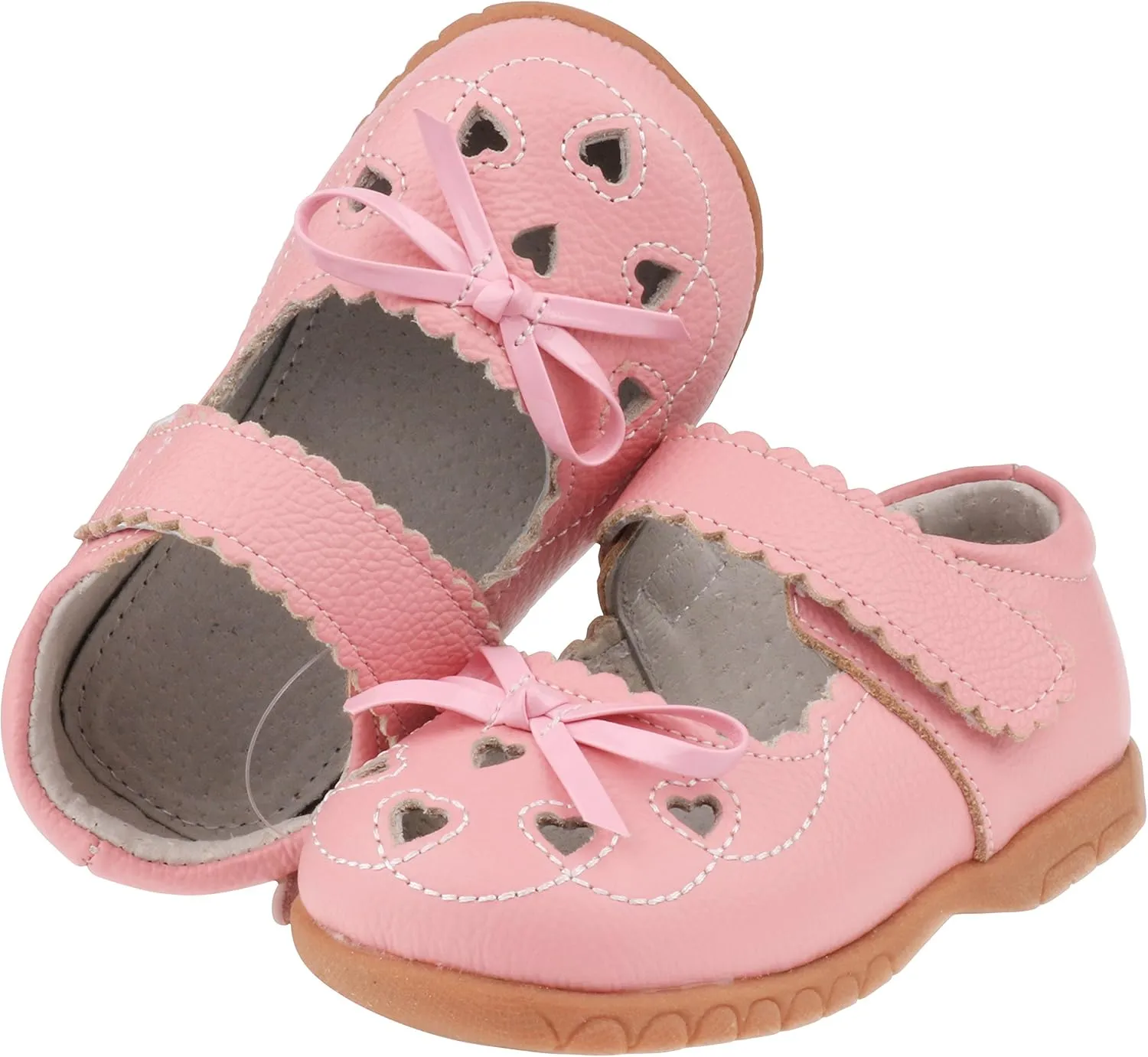 Femizee Girls Leather Bows Design Soft Round Toe Princess Dress Mary Jane Flat Shoes(Toddler/Little Kid)