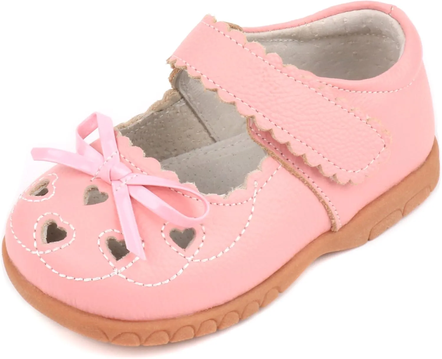 Femizee Girls Leather Bows Design Soft Round Toe Princess Dress Mary Jane Flat Shoes(Toddler/Little Kid)