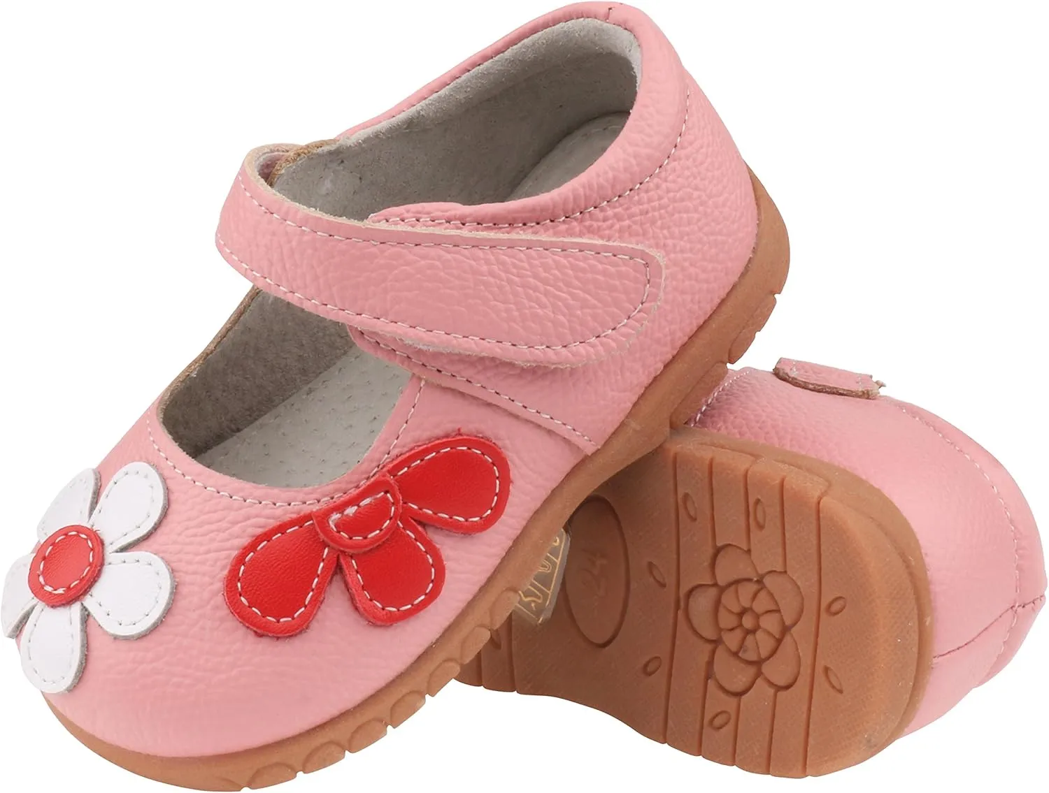Femizee Girls Leather Bows Design Soft Round Toe Princess Dress Mary Jane Flat Shoes(Toddler/Little Kid)
