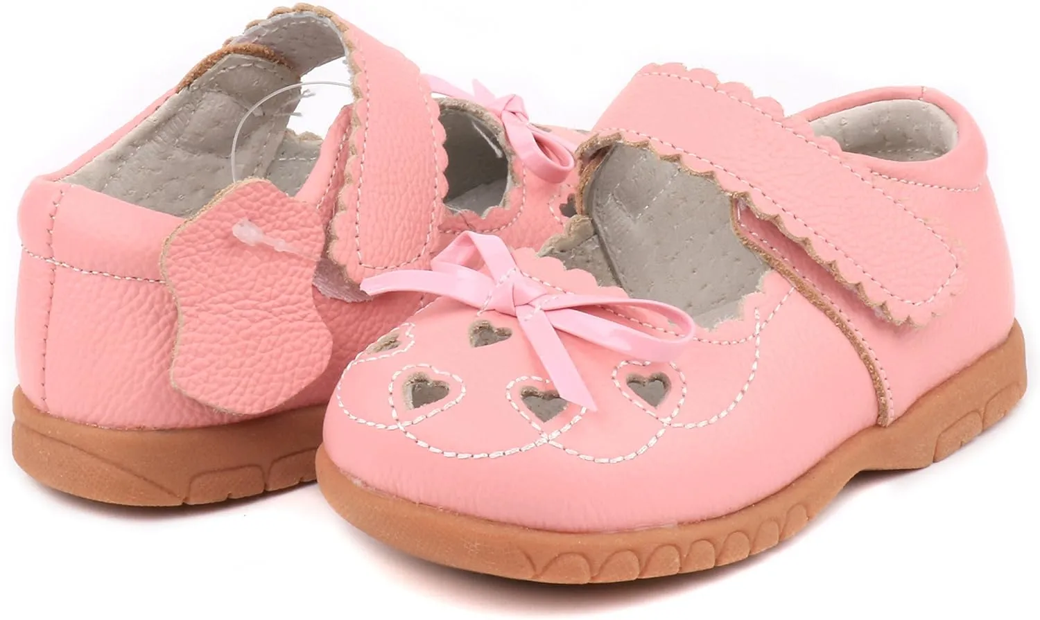 Femizee Girls Leather Bows Design Soft Round Toe Princess Dress Mary Jane Flat Shoes(Toddler/Little Kid)