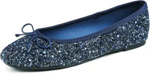 FEVERSOLE Women's Bling Soft Cushioned Comfort Flats Sparkle Party Ballets