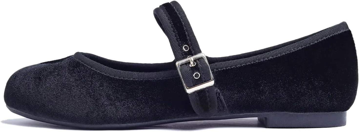 FEVERSOLE Women's Soft Cushion Extra Padded Comfort Round Toe Mary Jane Metal Buckle Fashion Ballet Flats Walking Shoes