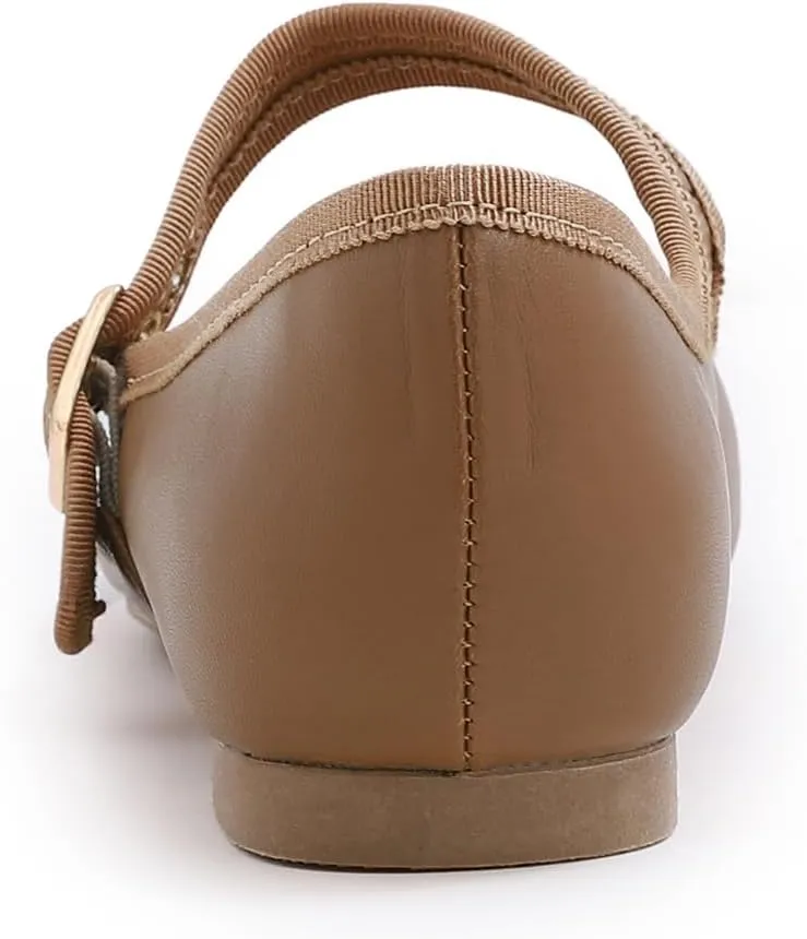 FEVERSOLE Women's Soft Cushion Extra Padded Comfort Round Toe Mary Jane Metal Buckle Fashion Ballet Flats Walking Shoes