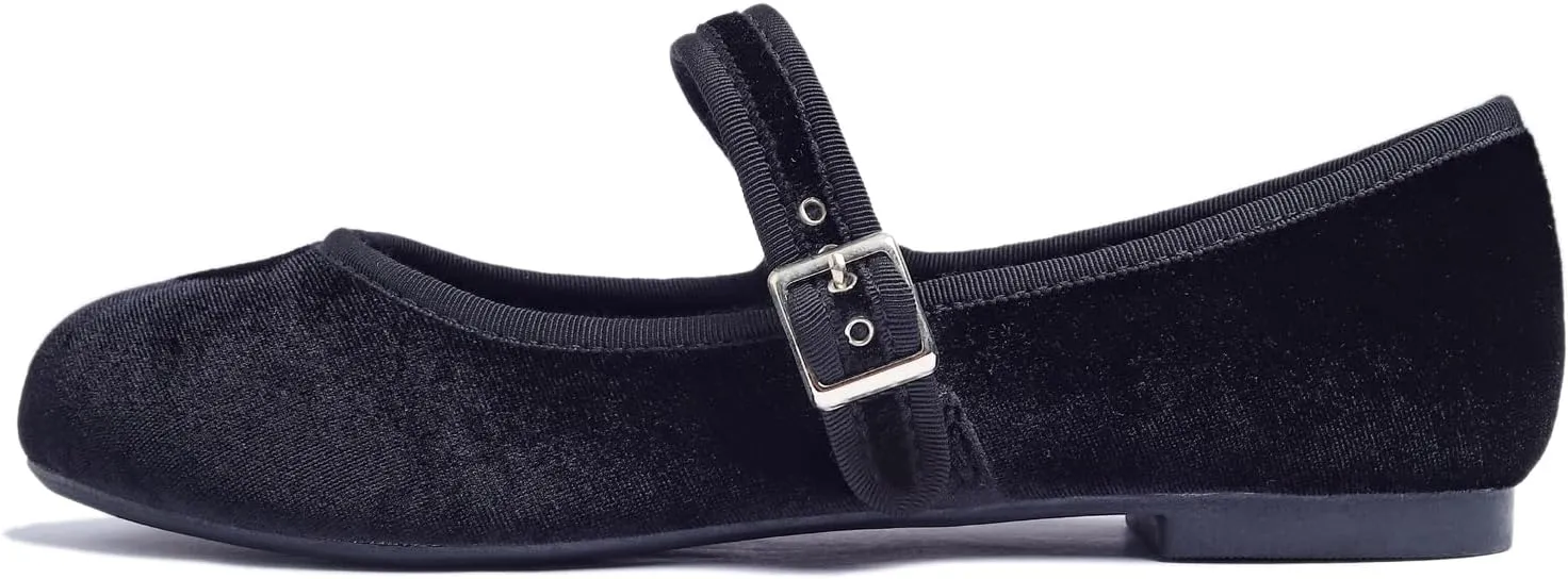 FEVERSOLE Women's Soft Cushion Extra Padded Comfort Round Toe Mary Jane Metal Buckle Fashion Ballet Flats Walking Shoes