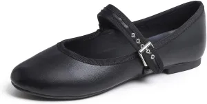 FEVERSOLE Women's Soft Cushion Extra Padded Comfort Round Toe Mary Jane Metal Buckle Fashion Ballet Flats Walking Shoes