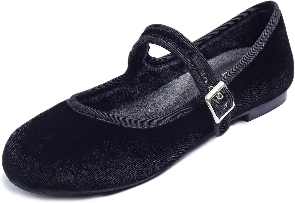 FEVERSOLE Women's Soft Cushion Extra Padded Comfort Round Toe Mary Jane Metal Buckle Fashion Ballet Flats Walking Shoes