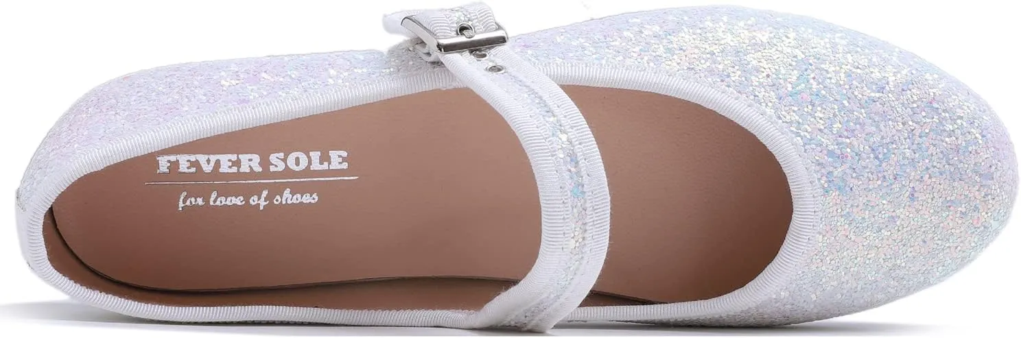 FEVERSOLE Women's Soft Cushion Extra Padded Comfort Round Toe Mary Jane Metal Buckle Fashion Ballet Flats Walking Shoes