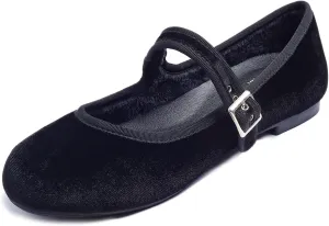 FEVERSOLE Women's Soft Cushion Extra Padded Comfort Round Toe Mary Jane Metal Buckle Fashion Ballet Flats Walking Shoes