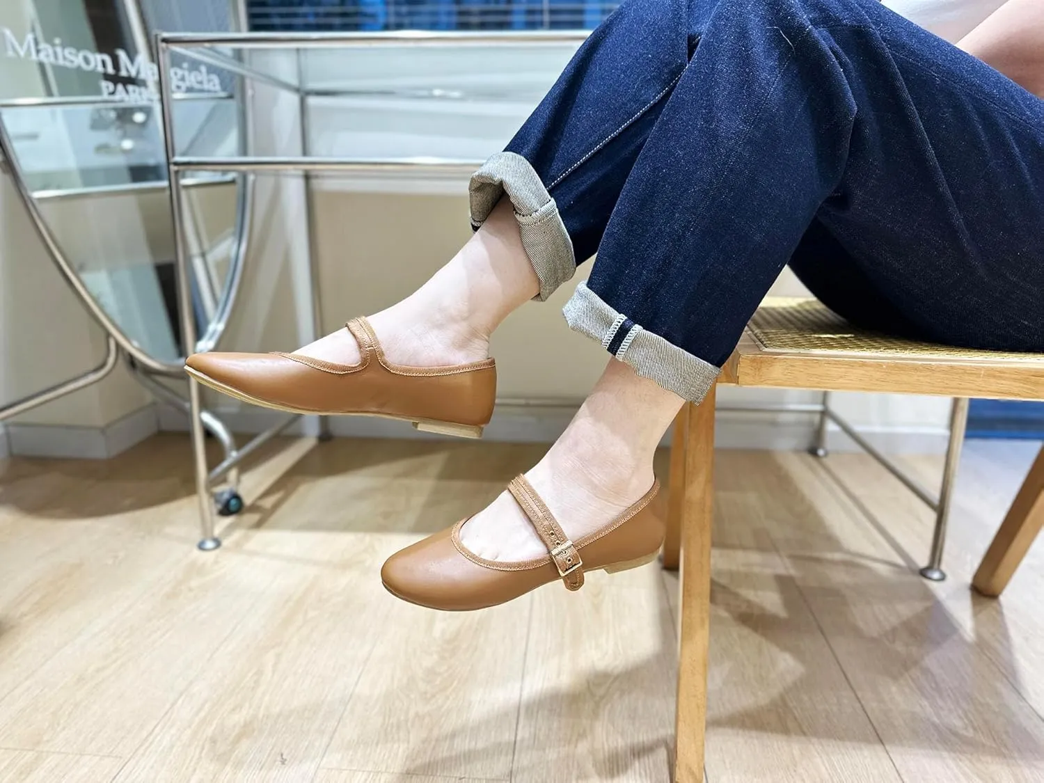 FEVERSOLE Women's Soft Cushion Extra Padded Comfort Round Toe Mary Jane Metal Buckle Fashion Ballet Flats Walking Shoes