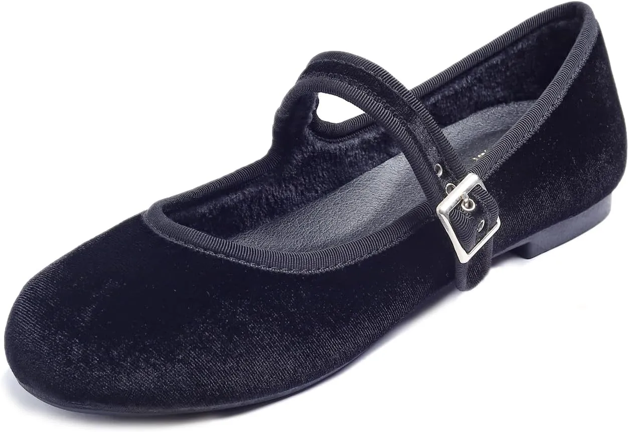 FEVERSOLE Women's Soft Cushion Extra Padded Comfort Round Toe Mary Jane Metal Buckle Fashion Ballet Flats Walking Shoes