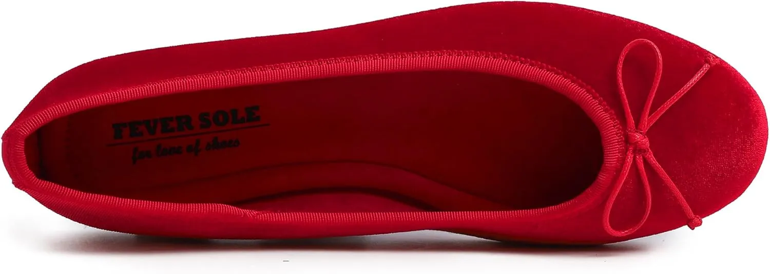 FEVERSOLE Women's Ultra Soft Colorful Memory Foam Cushioned Faux Suede Home Ballet Flats