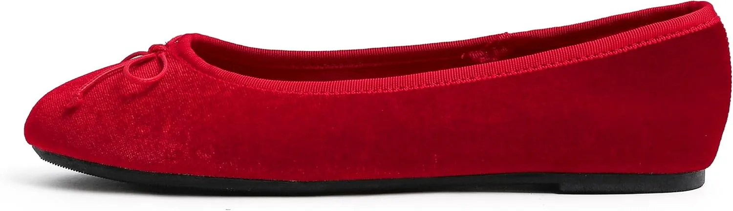FEVERSOLE Women's Ultra Soft Colorful Memory Foam Cushioned Faux Suede Home Ballet Flats