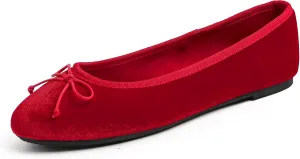 FEVERSOLE Women's Ultra Soft Colorful Memory Foam Cushioned Faux Suede Home Ballet Flats