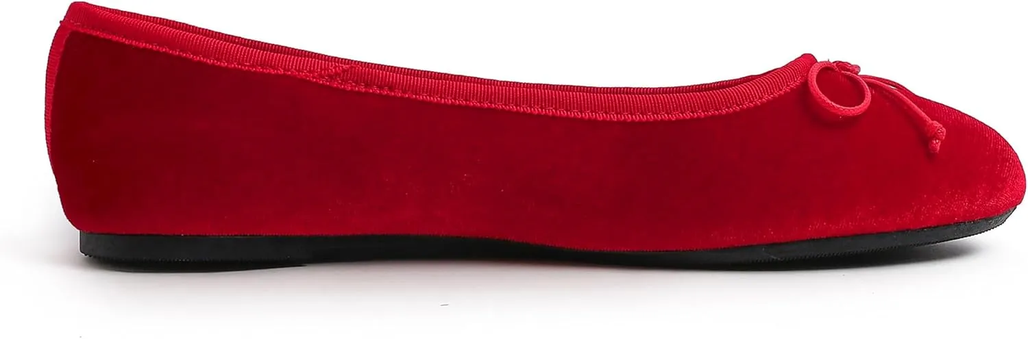 FEVERSOLE Women's Ultra Soft Colorful Memory Foam Cushioned Faux Suede Home Ballet Flats