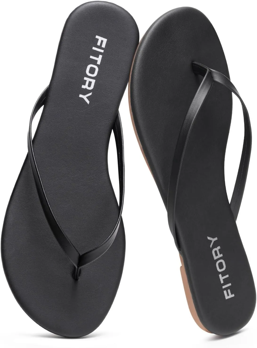FITORY Women’s Fashion Flip Flops Comfortable Leather Summer Beach Thong Walking Sandals on Indoor Outdoor Size 6-11