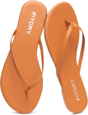 FITORY Women’s Fashion Flip Flops Comfortable Leather Summer Beach Thong Walking Sandals on Indoor Outdoor Size 6-11