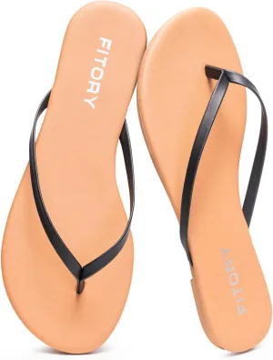 FITORY Women’s Fashion Flip Flops Comfortable Leather Summer Beach Thong Walking Sandals on Indoor Outdoor Size 6-11