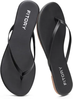 FITORY Women’s Fashion Flip Flops Comfortable Leather Summer Beach Thong Walking Sandals on Indoor Outdoor Size 6-11