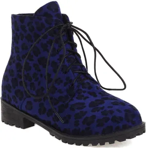 Flat Low Heels Lace Up Ankle Boots For Womens Casual Round Toe Suede Winter Dressy Short Booties