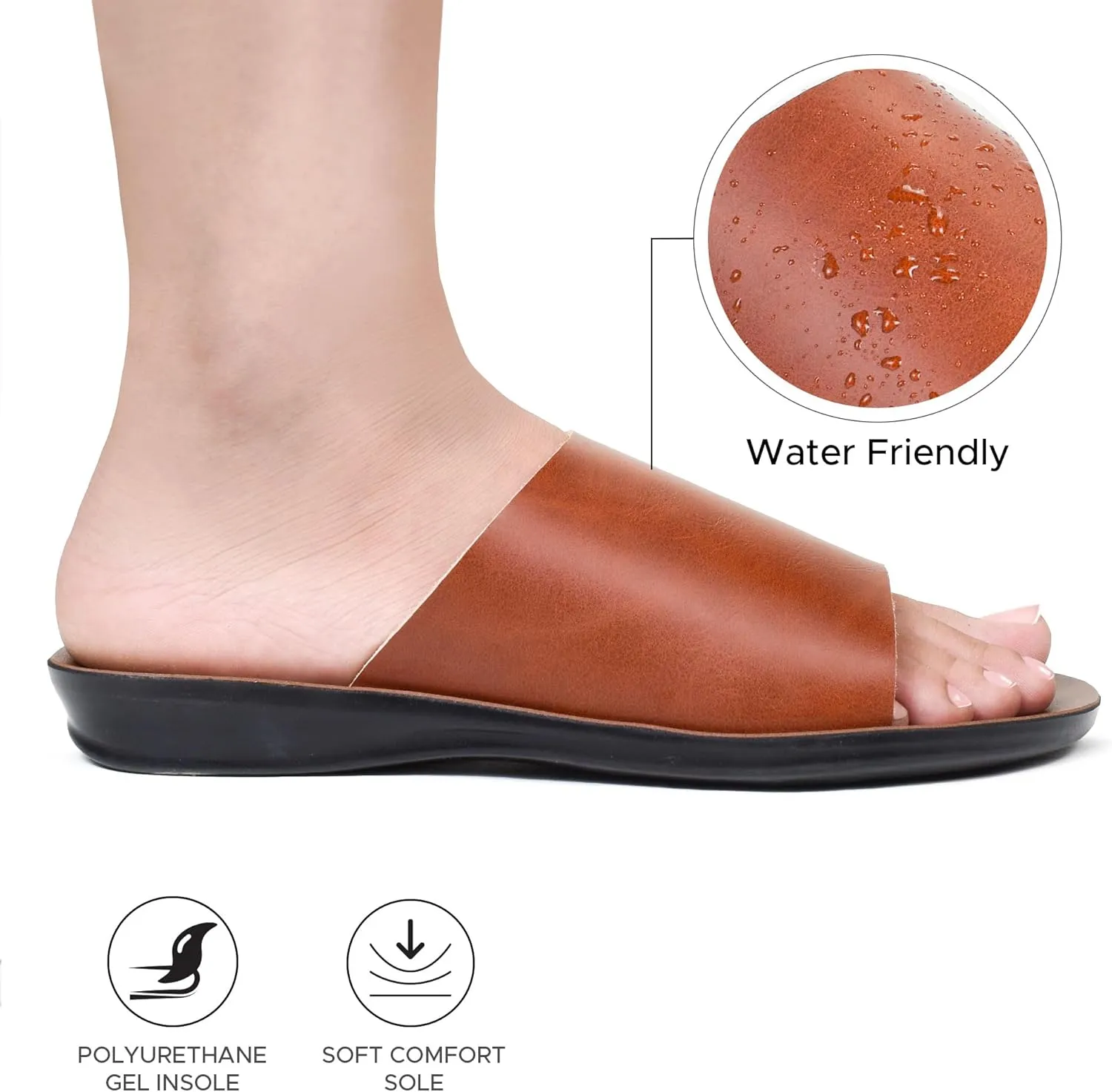 Flat Sandals For Women - Walking Summer Vacation Essentials Ladies Flip Flops – Comfortable Arch Support Orthotic Sandals For Women – Casual Outdoor Fashion Dressy Non Slip Footwear