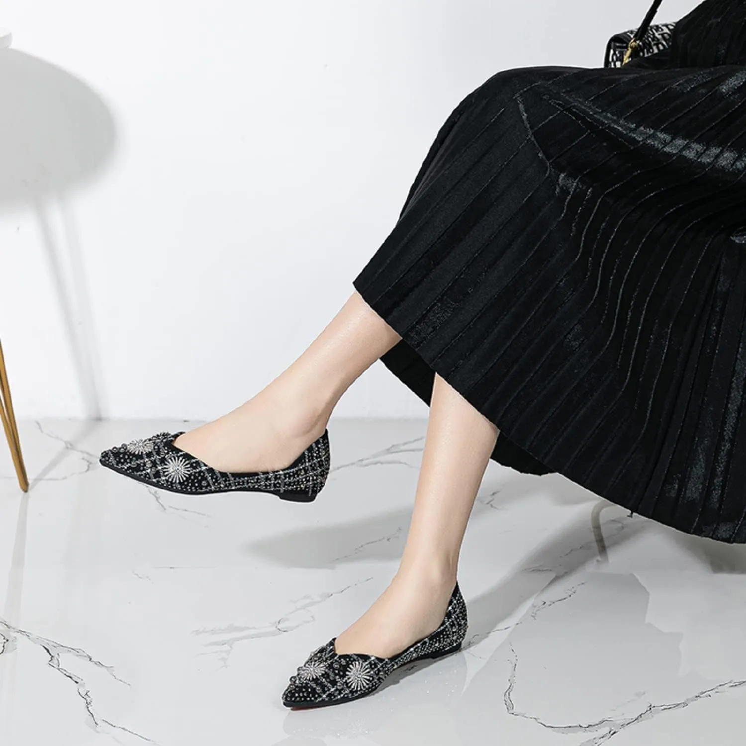 Flats for Women Pointed Toe Fashion Wedding Shoes Work Casual Slip-On Dress Shoes Women Comfortable Dressy Flat