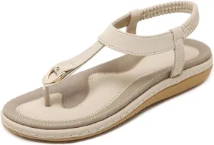 Flip Flops for Women Comfortable Open Toe Soft Cushion Flat Sandals Summer Dressy Clip Toe Leather Upholstery T-Strap Flip Flop Thong Sandals