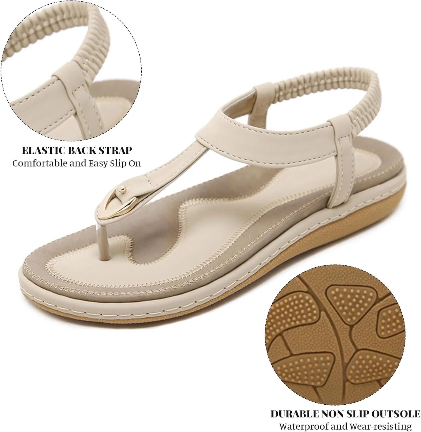 Flip Flops for Women Comfortable Open Toe Soft Cushion Flat Sandals Summer Dressy Clip Toe Leather Upholstery T-Strap Flip Flop Thong Sandals