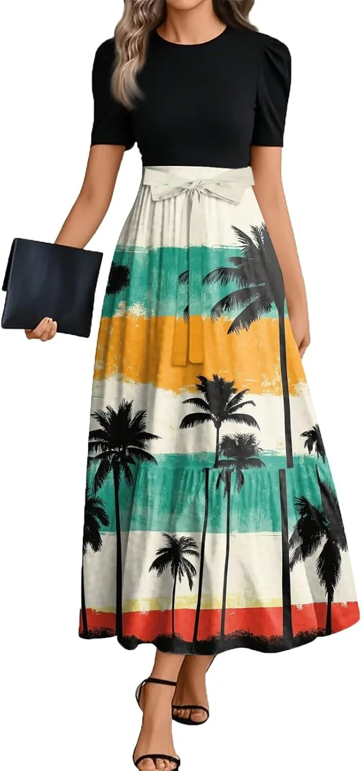 Flower Print Dresses for Women 2025, Trendy Beach High Waisted Vacation Casual Spring Womens Sundress