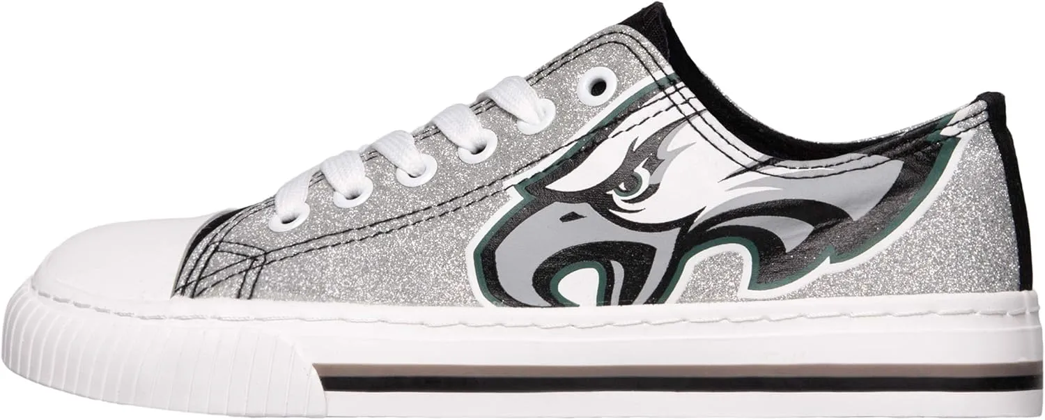 FOCO Women's NFL Team Logo Ladies Fashion Glitter Low Top Canvas Sneakers Shoes Dallas Cowboys Shoes-10/XXL
