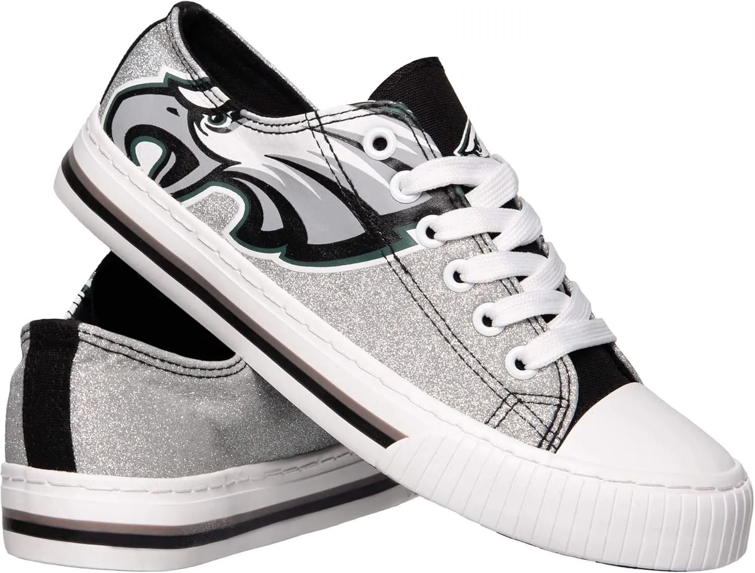 FOCO Women's NFL Team Logo Ladies Fashion Glitter Low Top Canvas Sneakers Shoes Dallas Cowboys Shoes-10/XXL