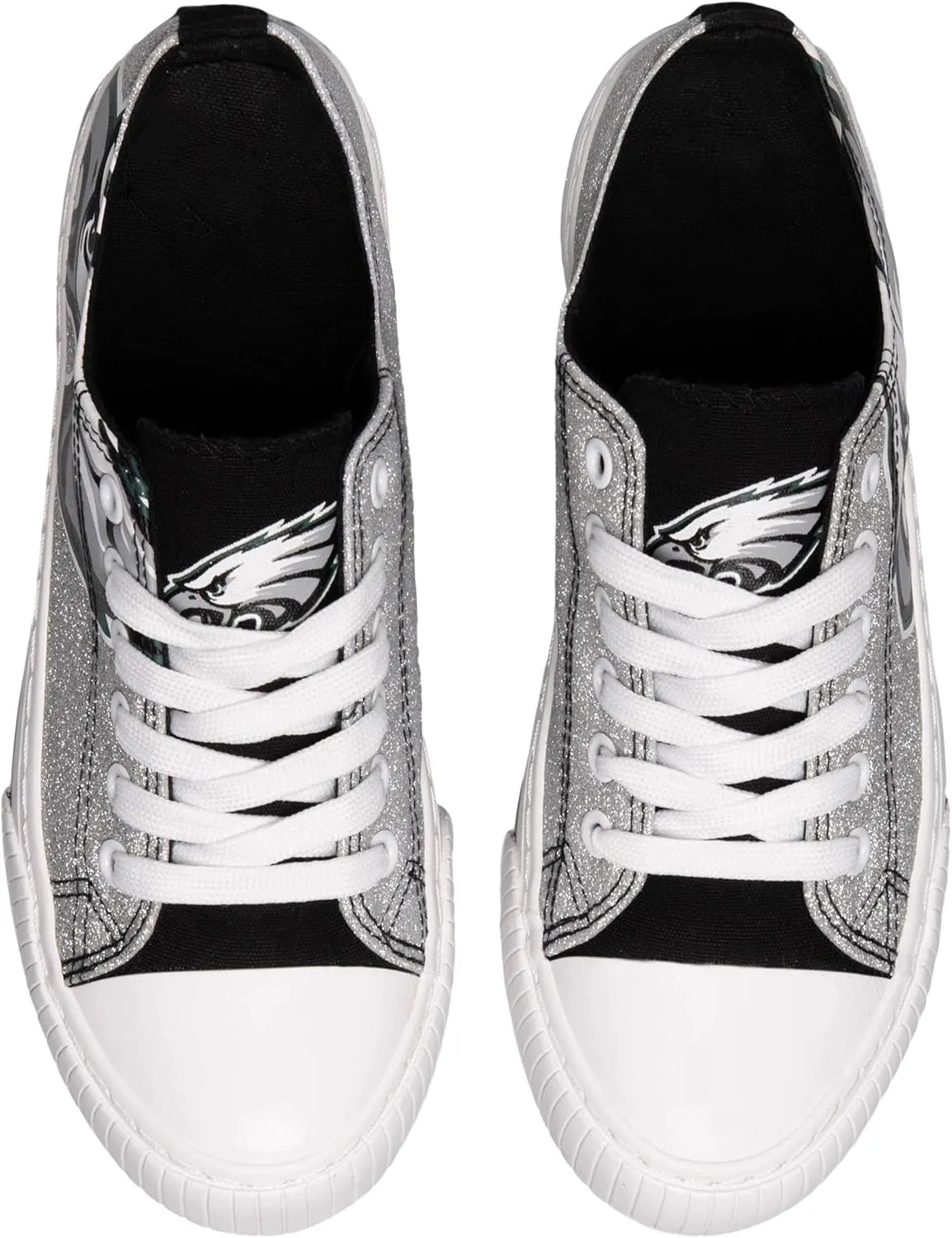 FOCO Women's NFL Team Logo Ladies Fashion Glitter Low Top Canvas Sneakers Shoes Dallas Cowboys Shoes-10/XXL