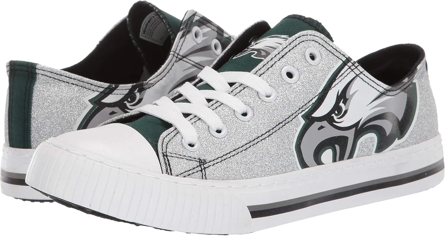 FOCO Women's NFL Team Logo Ladies Fashion Glitter Low Top Canvas Sneakers Shoes Dallas Cowboys Shoes-10/XXL