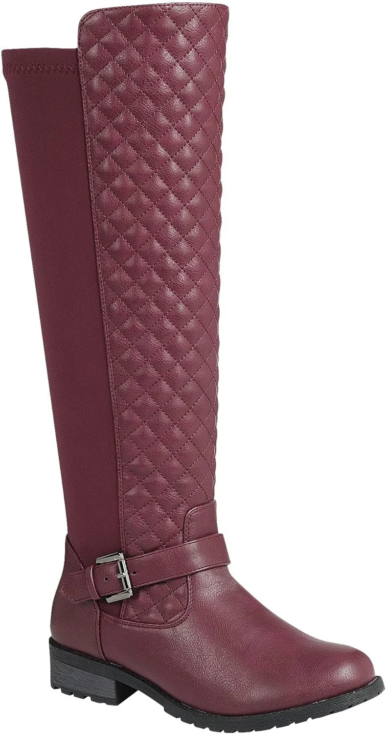 Forever Link Women's Knee High Quilted Riding Fashion Boots