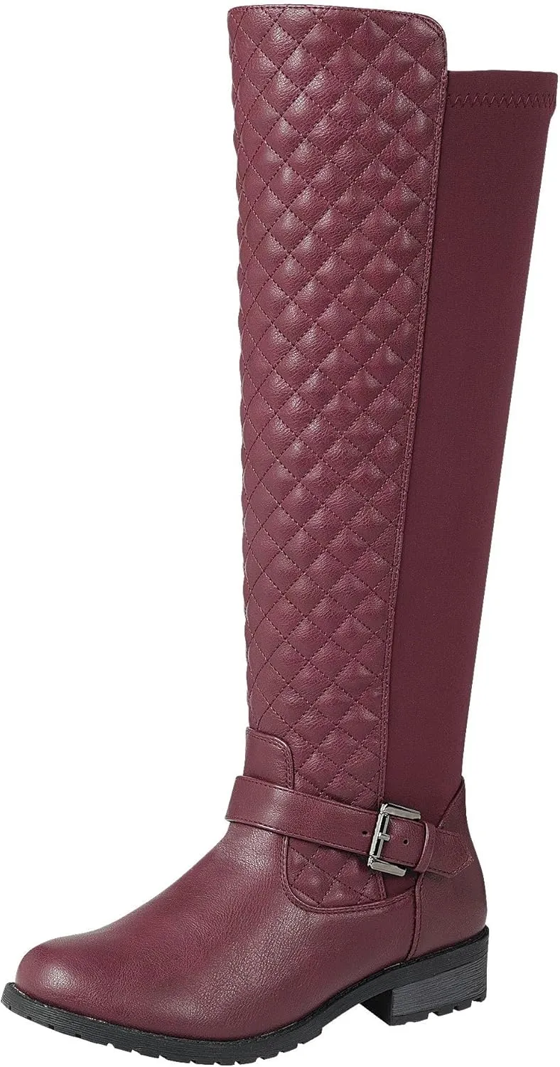 Forever Link Women's Knee High Quilted Riding Fashion Boots