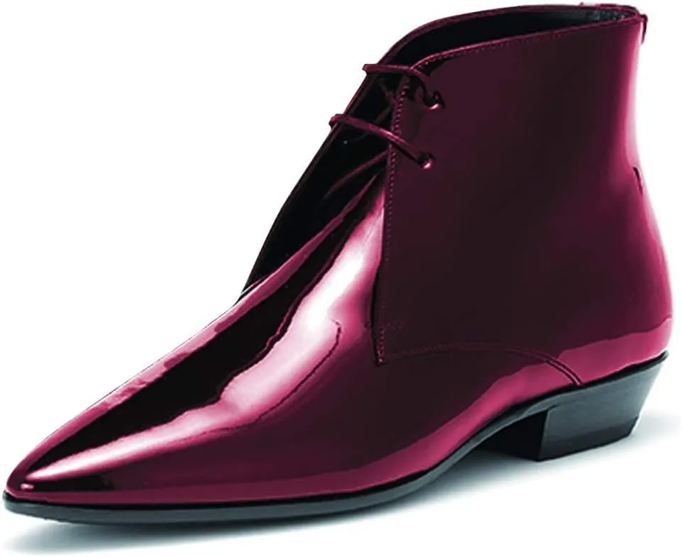 FOWT Women Closed Pointed Toe Ankle Boots Lace Up Stacked Block Chunky Low Heels Pumps Flats Walking Casual Office Formal Party Dress Shoes Size 4-15 M US