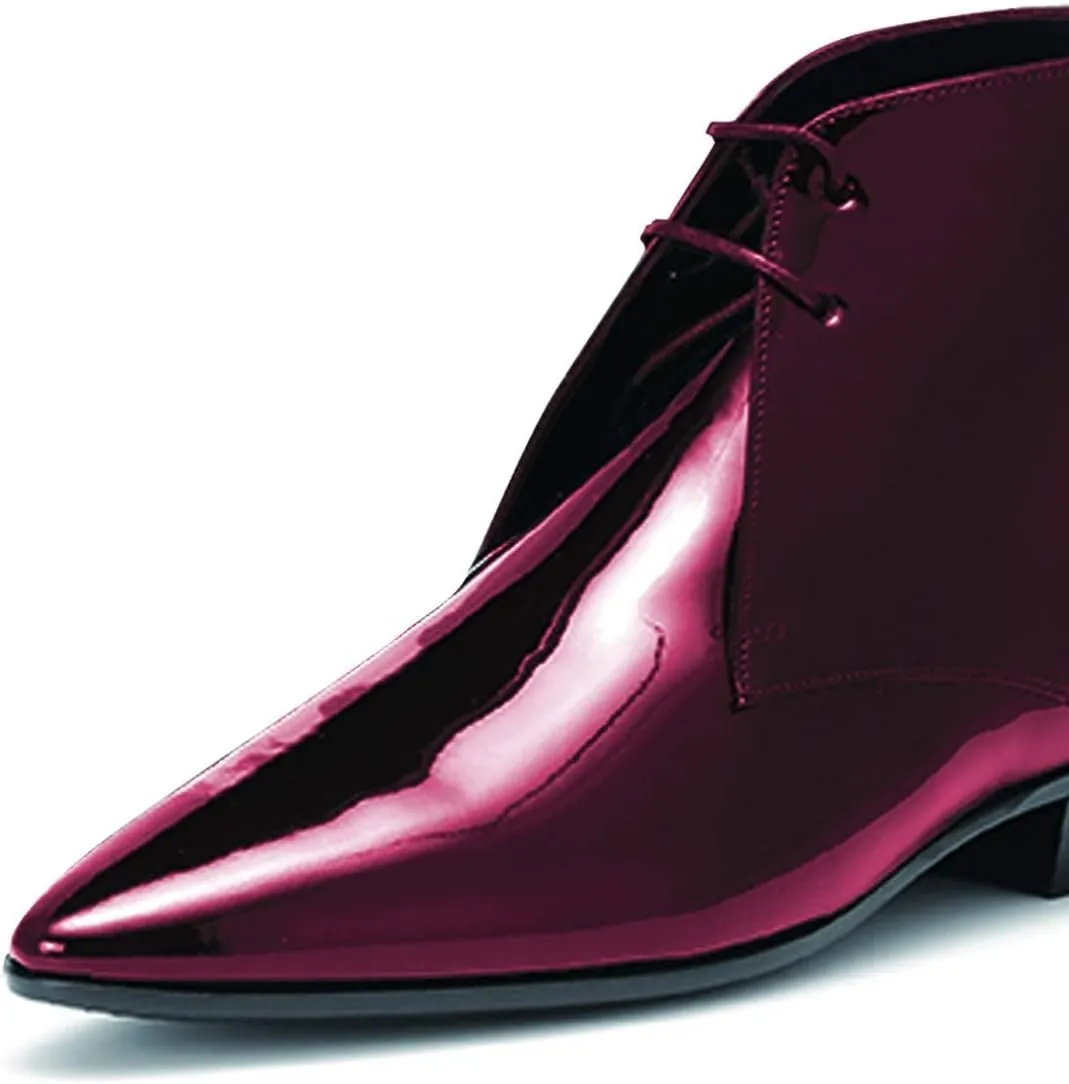 FOWT Women Closed Pointed Toe Ankle Boots Lace Up Stacked Block Chunky Low Heels Pumps Flats Walking Casual Office Formal Party Dress Shoes Size 4-15 M US
