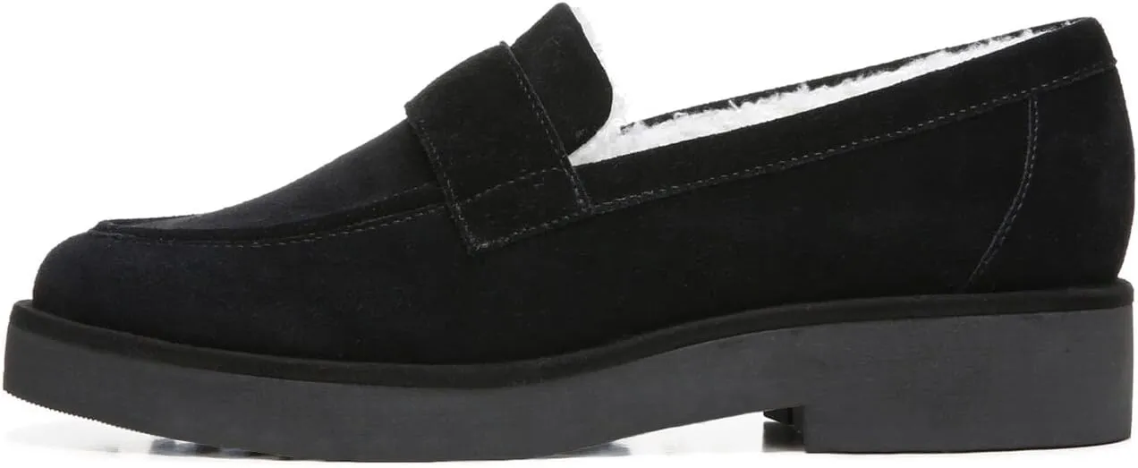 FOWT Women Suede Fur Lined Loafers V Cut Flats Round Toe Low Bock Heels Causal Shoes Slip On Lightweight Platform Slippers Warm Plush Winter Fall Durable Indoor Outdoor Shoes Size 4-16 US