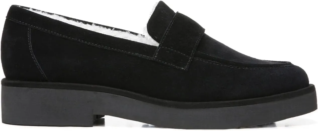 FOWT Women Suede Fur Lined Loafers V Cut Flats Round Toe Low Bock Heels Causal Shoes Slip On Lightweight Platform Slippers Warm Plush Winter Fall Durable Indoor Outdoor Shoes Size 4-16 US