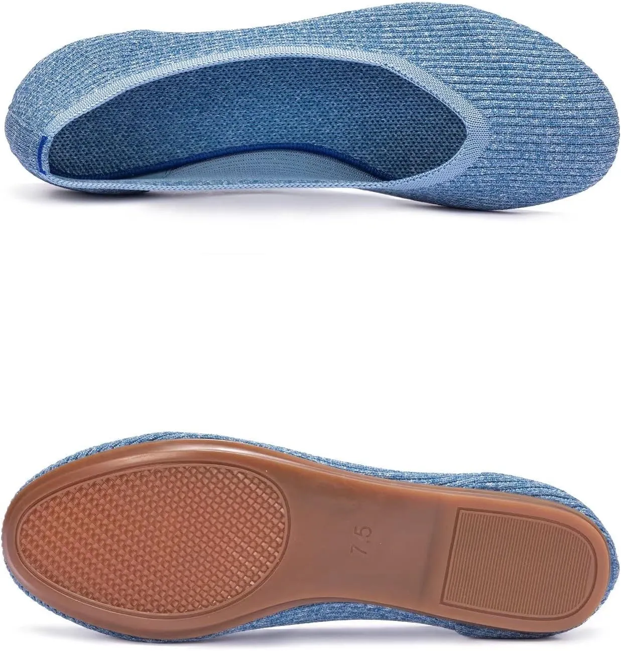 Frank Mully Women's Ballet Flats Round Toe Walking Flats Slip On Work Shoes Knitted Flats Shoes for Woman Soft Lightweight
