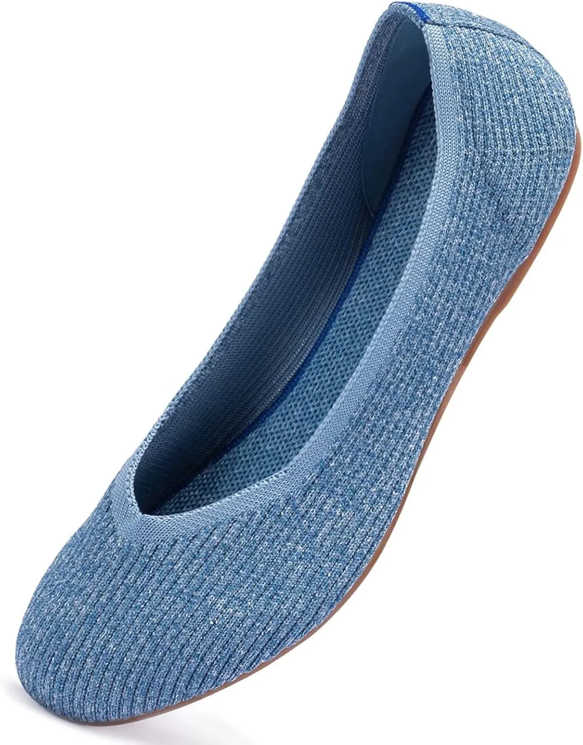 Frank Mully Women's Ballet Flats Round Toe Walking Flats Slip On Work Shoes Knitted Flats Shoes for Woman Soft Lightweight