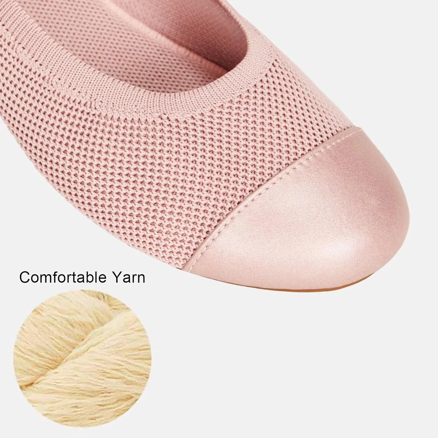 Frank Mully Women's Ballet Flats Round Toe Walking Flats Slip On Work Shoes Knitted Flats Shoes for Woman Soft Lightweight