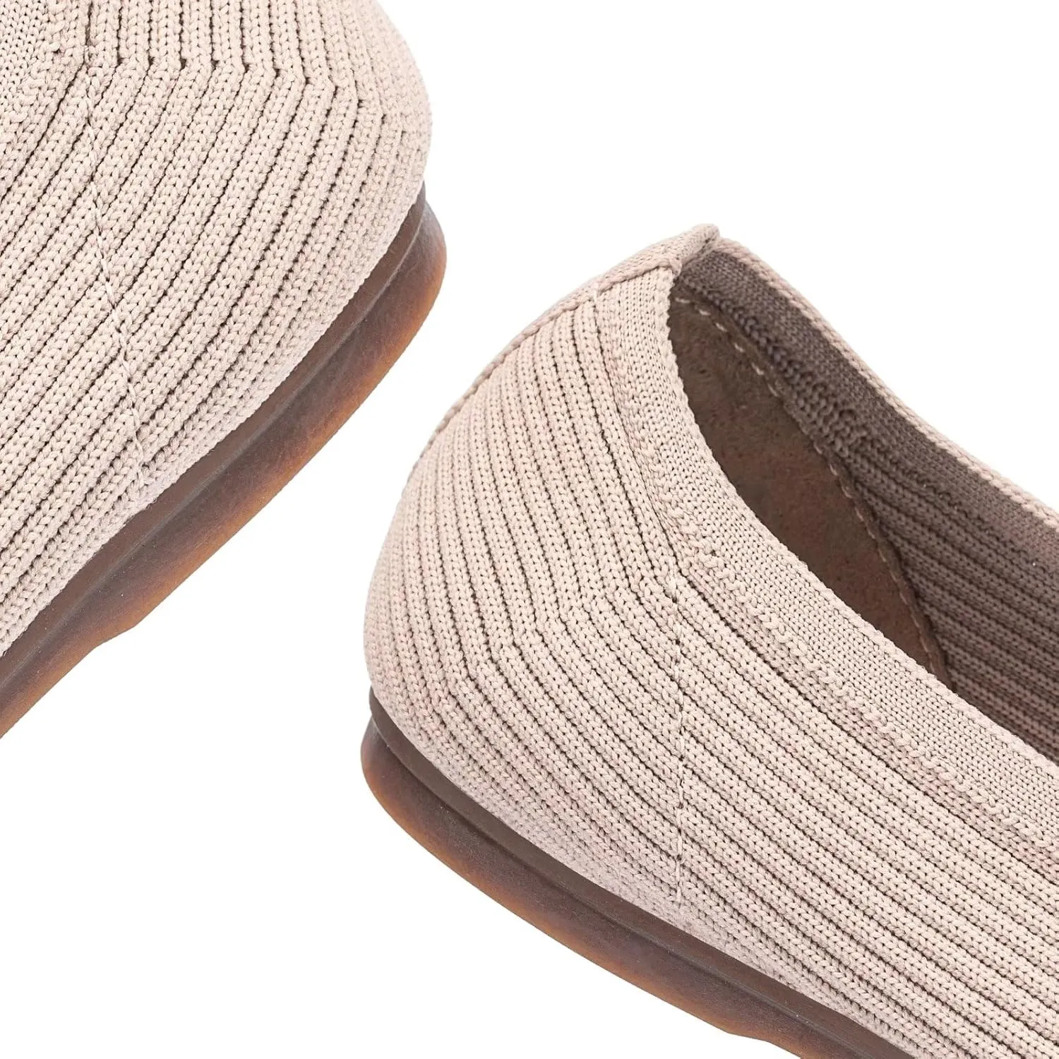 Frank Mully Women's Ballet Flats Round Toe Walking Flats Slip On Work Shoes Knitted Flats Shoes for Woman Soft Lightweight
