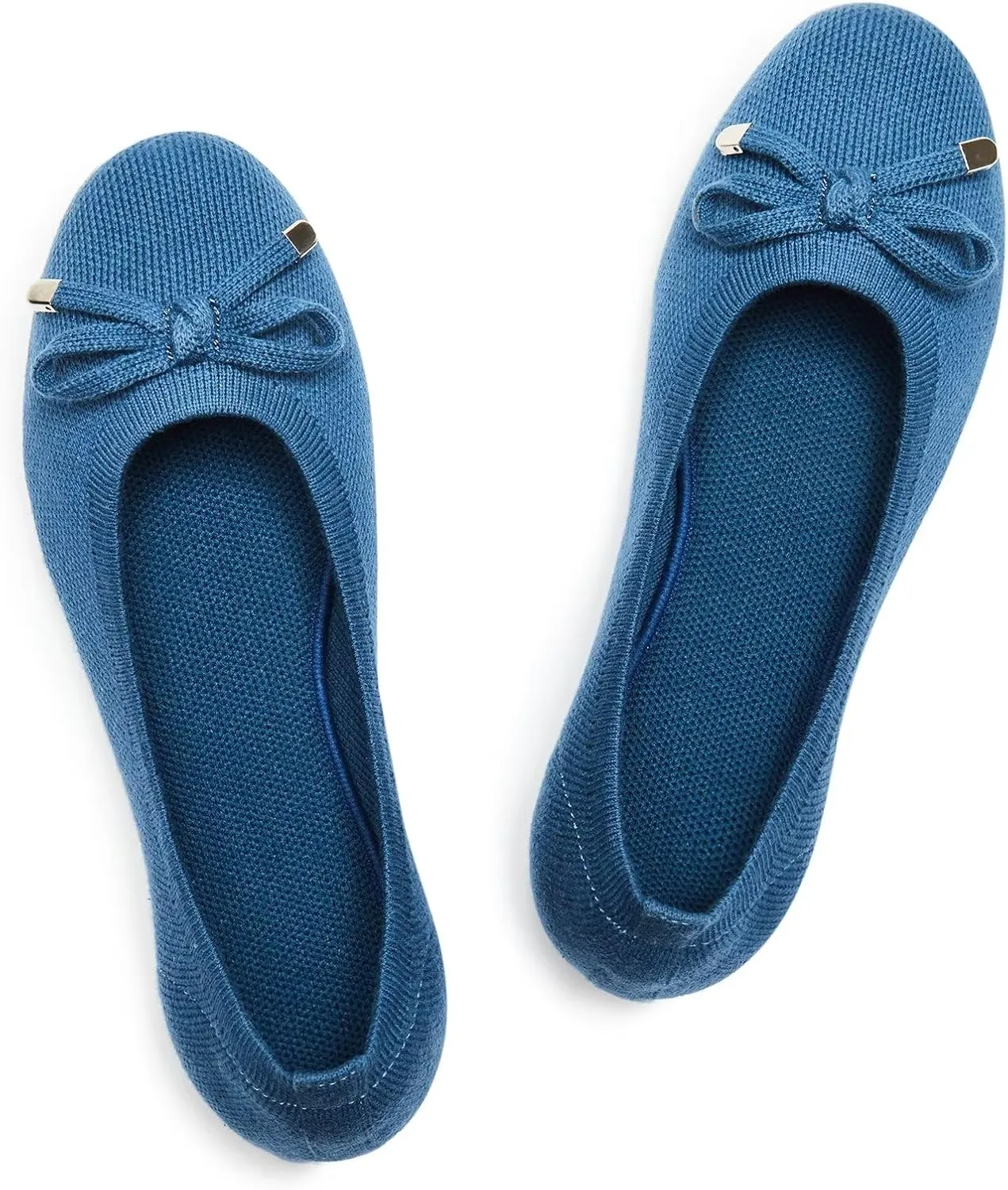 Frank Mully Women's Ballet Flats Round Toe Walking Flats Slip On Work Shoes Knitted Flats Shoes for Woman Soft Lightweight