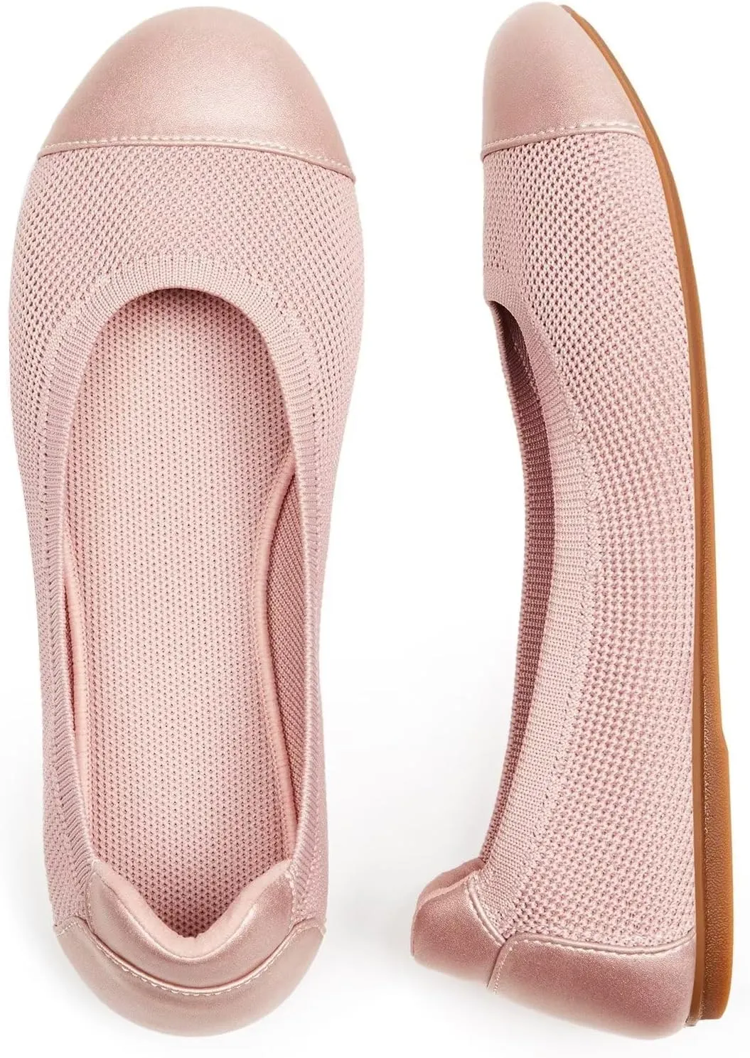 Frank Mully Women's Ballet Flats Round Toe Walking Flats Slip On Work Shoes Knitted Flats Shoes for Woman Soft Lightweight