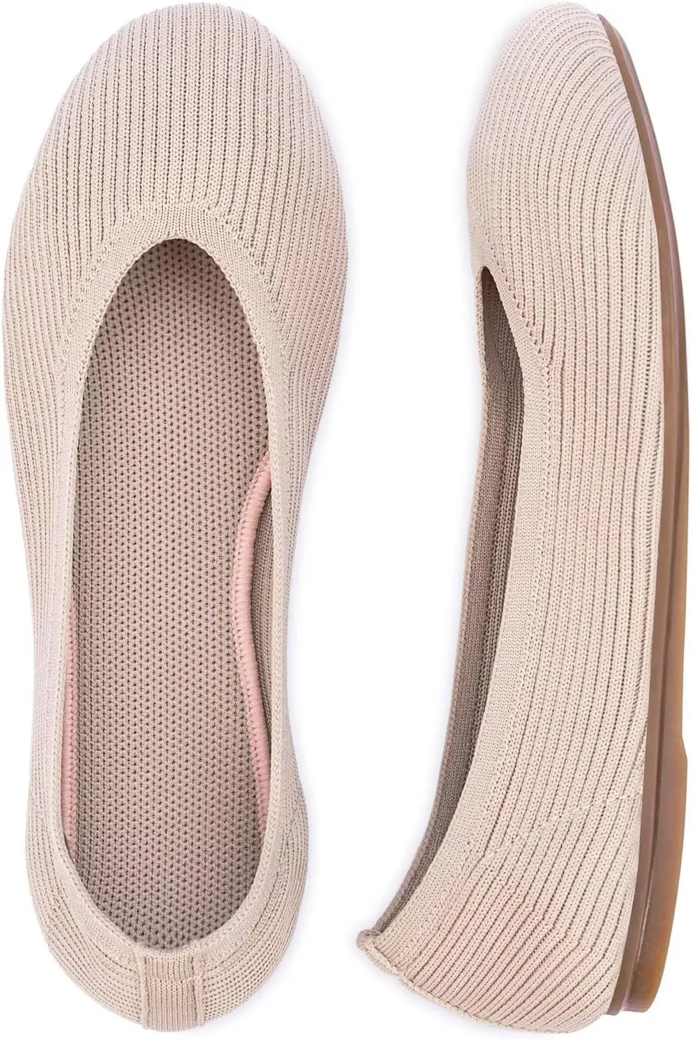 Frank Mully Women's Ballet Flats Round Toe Walking Flats Slip On Work Shoes Knitted Flats Shoes for Woman Soft Lightweight
