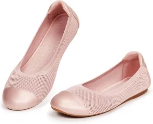 Frank Mully Women's Ballet Flats Round Toe Walking Flats Slip On Work Shoes Knitted Flats Shoes for Woman Soft Lightweight